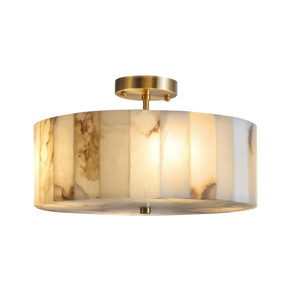 Alabaster Drum Flush Mount Ceiling Light