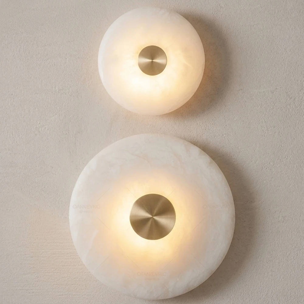 Alabaster Stone Disc Flush Mount Light