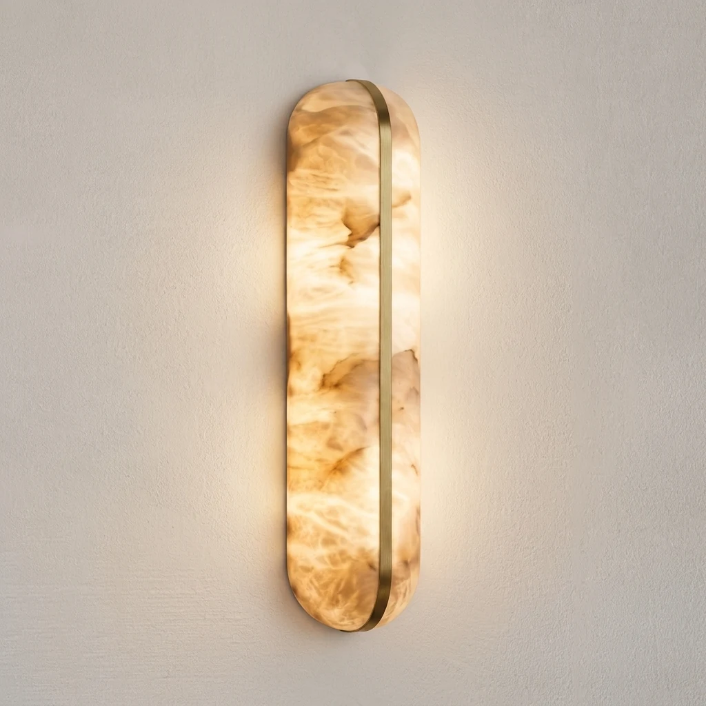 Contemporary Linear Alabaster Halo Wall Light