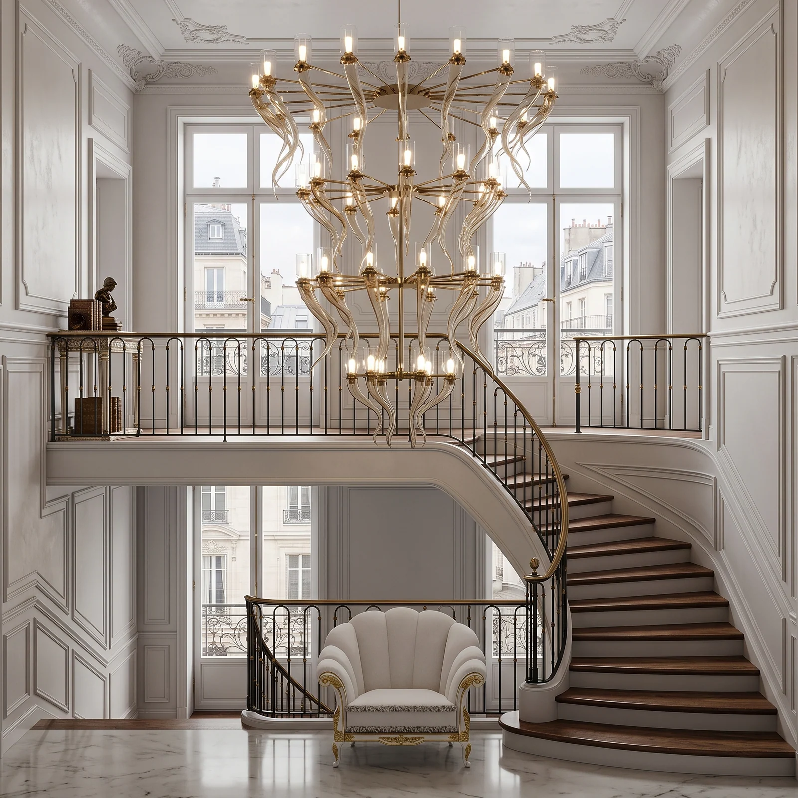 Classic Gold Glass Chandelier