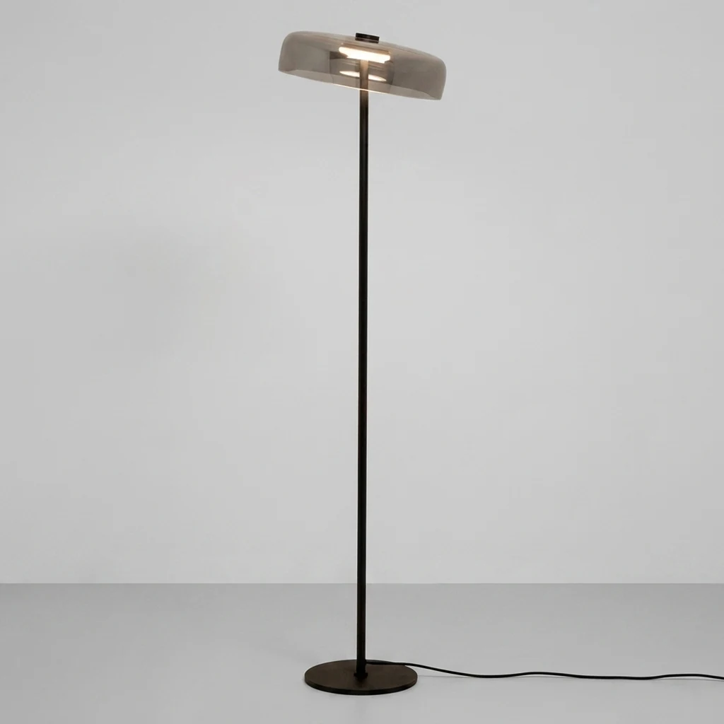 Smoky Glass Disc Floor Lamp