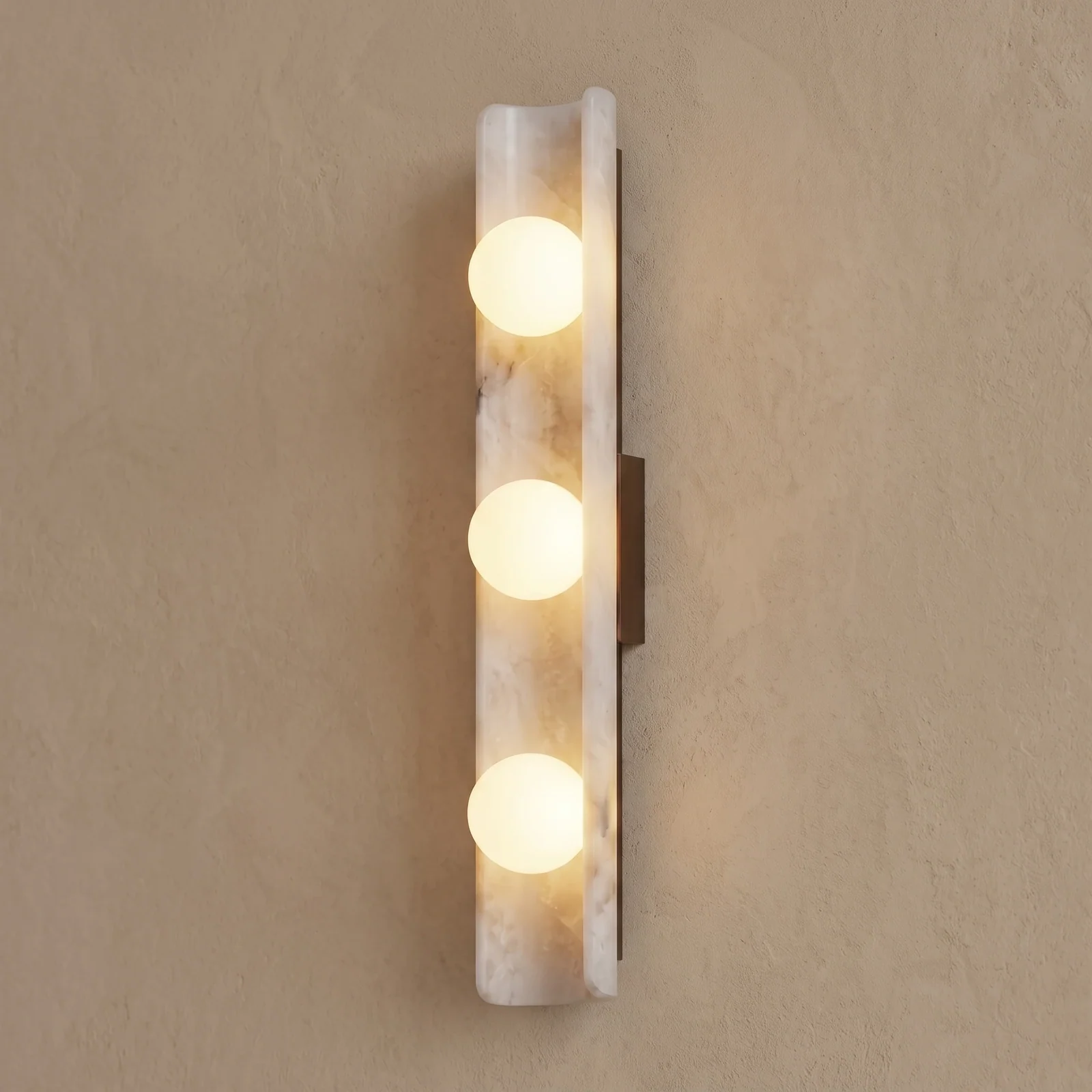 Flanged Alabaster Plate with Multi-Globe Wall Sconce