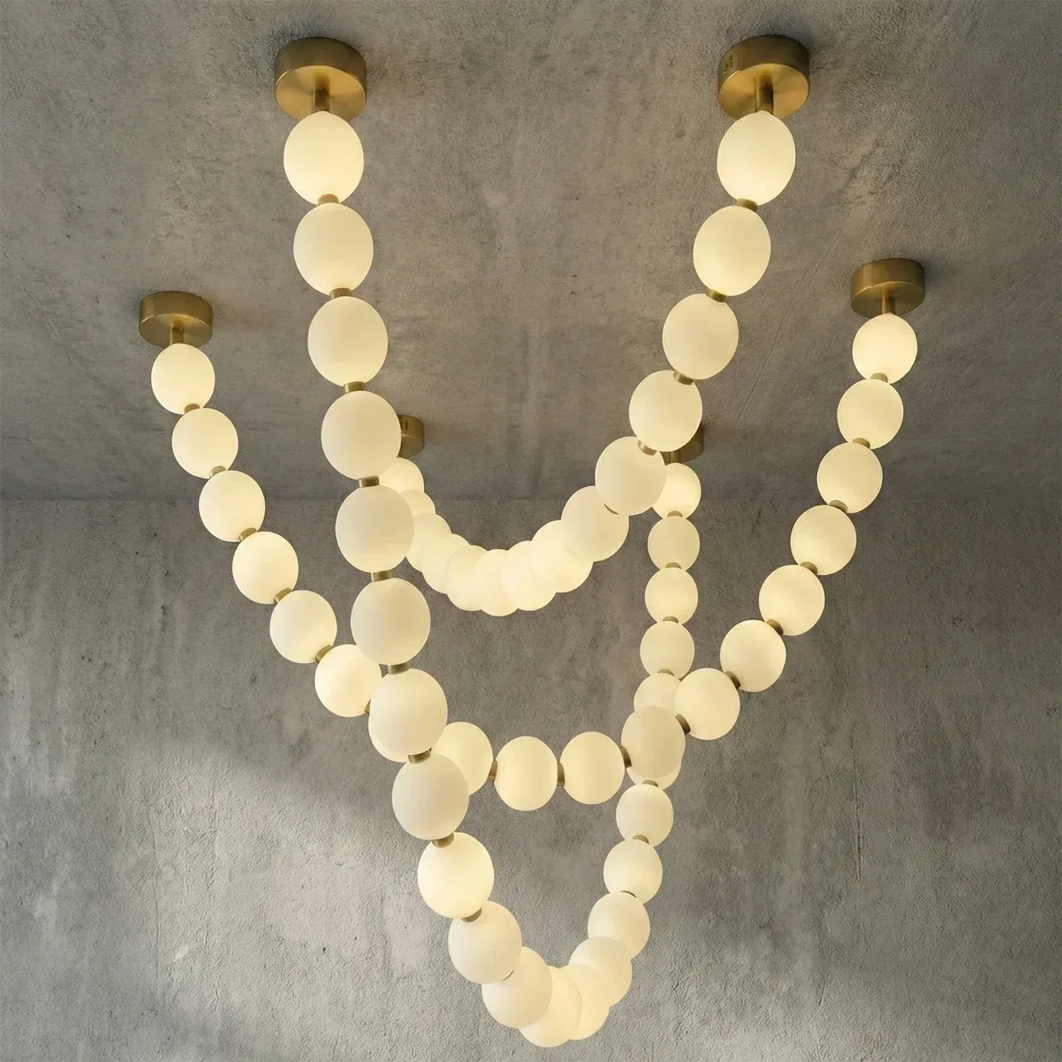 Faux Alabaster Beaded Swag Ceiling Light Chandelier