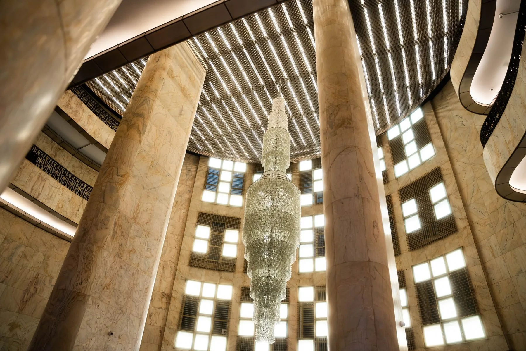 Hotel chandelier installation